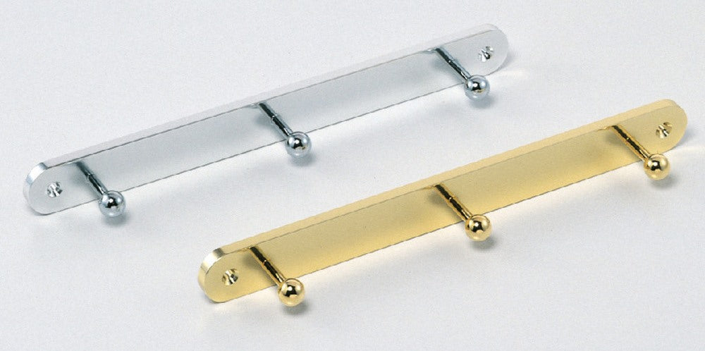 Hochwertige Garderobenleiste mit drei Haken mit kugelförmigen Hakenspitzen, Oberfläche: goldfarbig, 240 mm (9,5″), MBF240-G. Kleiderstange für Flur, Büro, Hotel, Restaurant, Schlafzimmer und viel mehr, von Sugatsune / LAMP® (Japan)