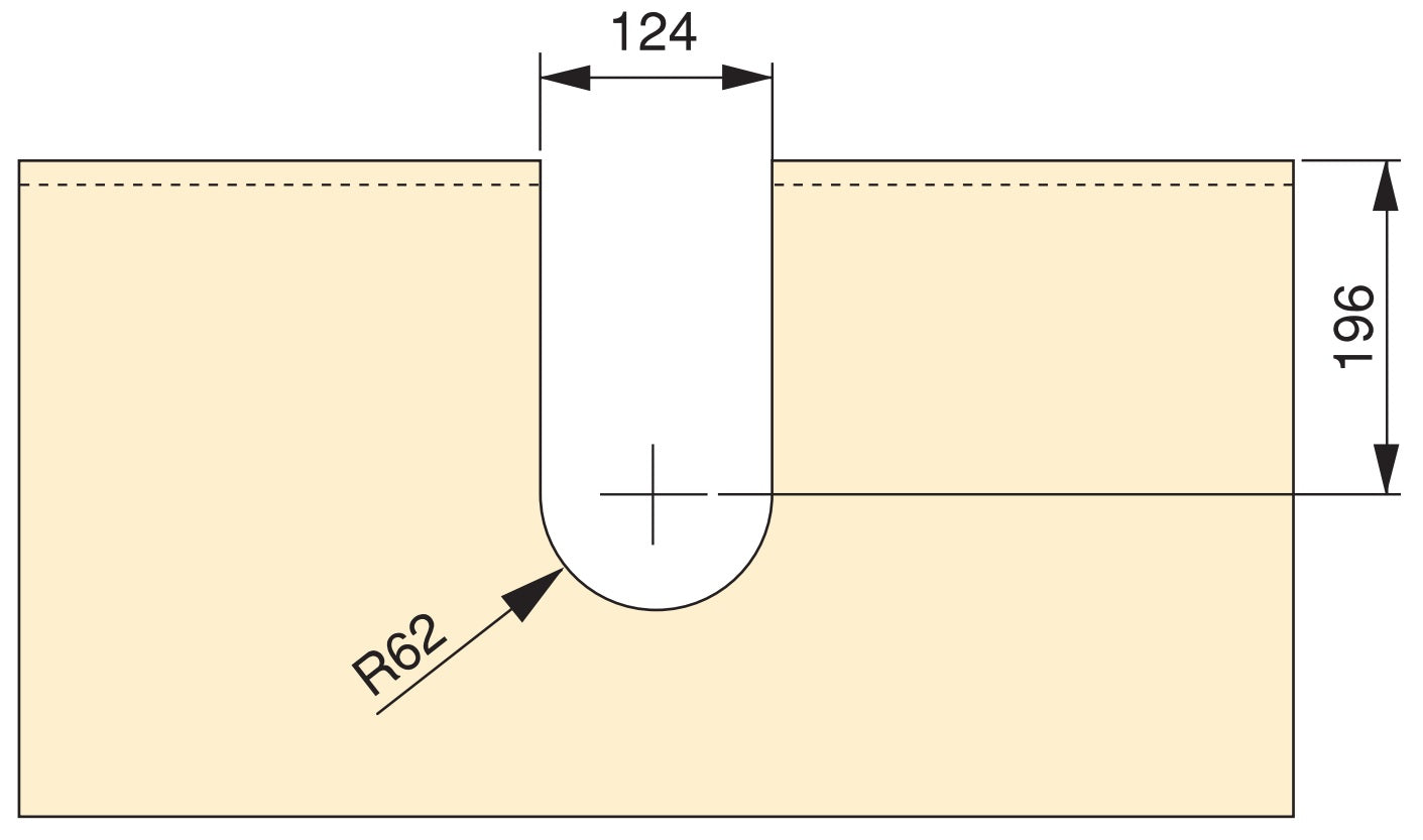 Curved siphon cutout, made of plastic, surface: white, 3044415 for vanity unit, kitchen cabinet, bathroom cabinet, siphon, drain