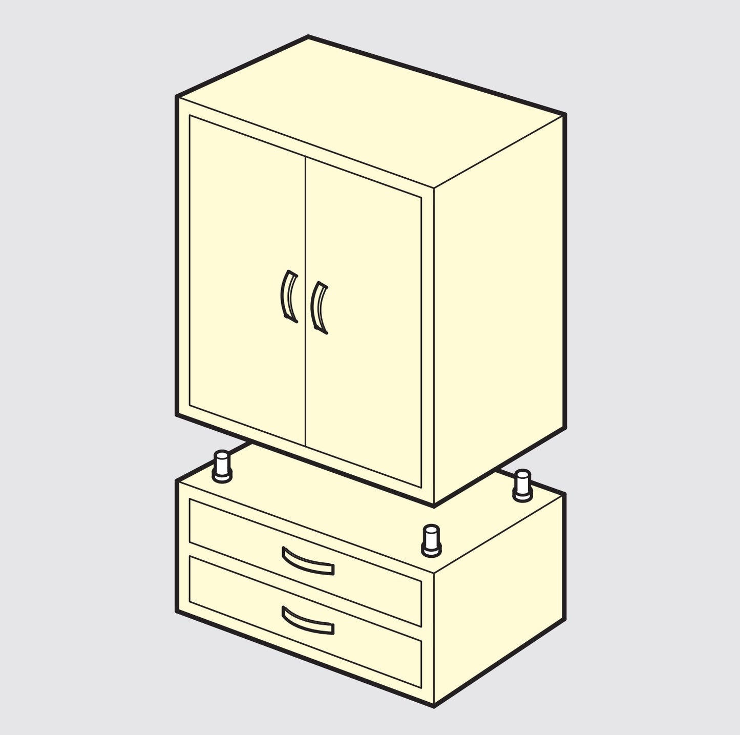 4 pieces of high-quality spring-loaded cabinet fasteners, made of brass, CF-237. Two-piece dowel connectors with spring for cabinets, panels, work surfaces, countertops, and much more, from Sugatsune / LAMP® (Japan)