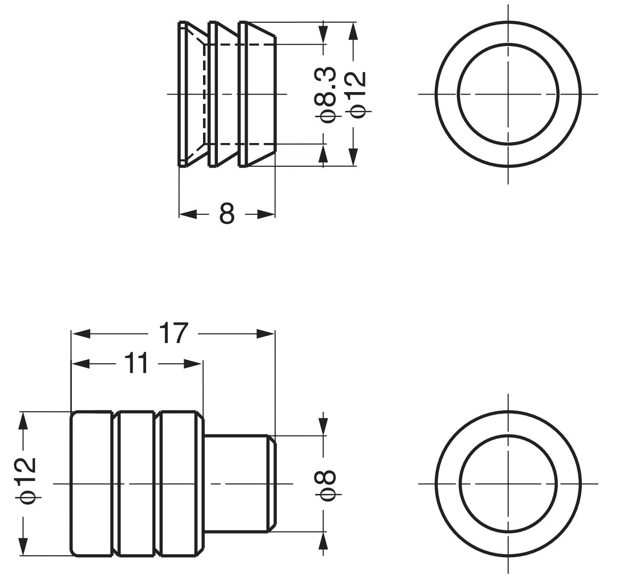 4 pieces of high-quality spring-loaded cabinet fasteners, made of brass, CF-237. Two-piece dowel connectors with spring for cabinets, panels, work surfaces, countertops, and much more, from Sugatsune / LAMP® (Japan)