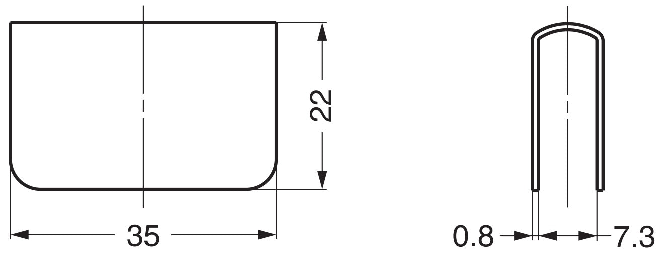 Counter plate for glass thickness 5 mm (13/64″), made of steel, surface: chrome-plated, 35 mm (1-3/8″), K-110CR for glass cabinet door, magnetic catch