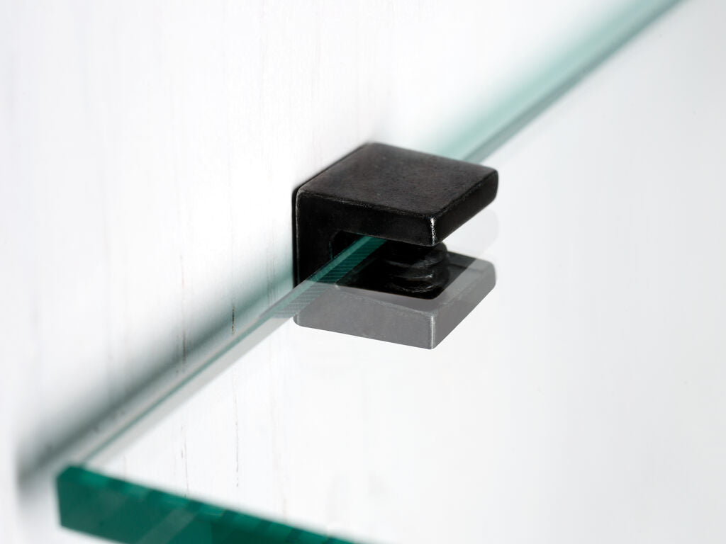 8 Stück hochwertiger Glasbodenträger, Oberfläche: schwarz, 5 mm (13/64″), 4007953 für Glasregalböden, Glasschrankböden, Badezimmerschränke
