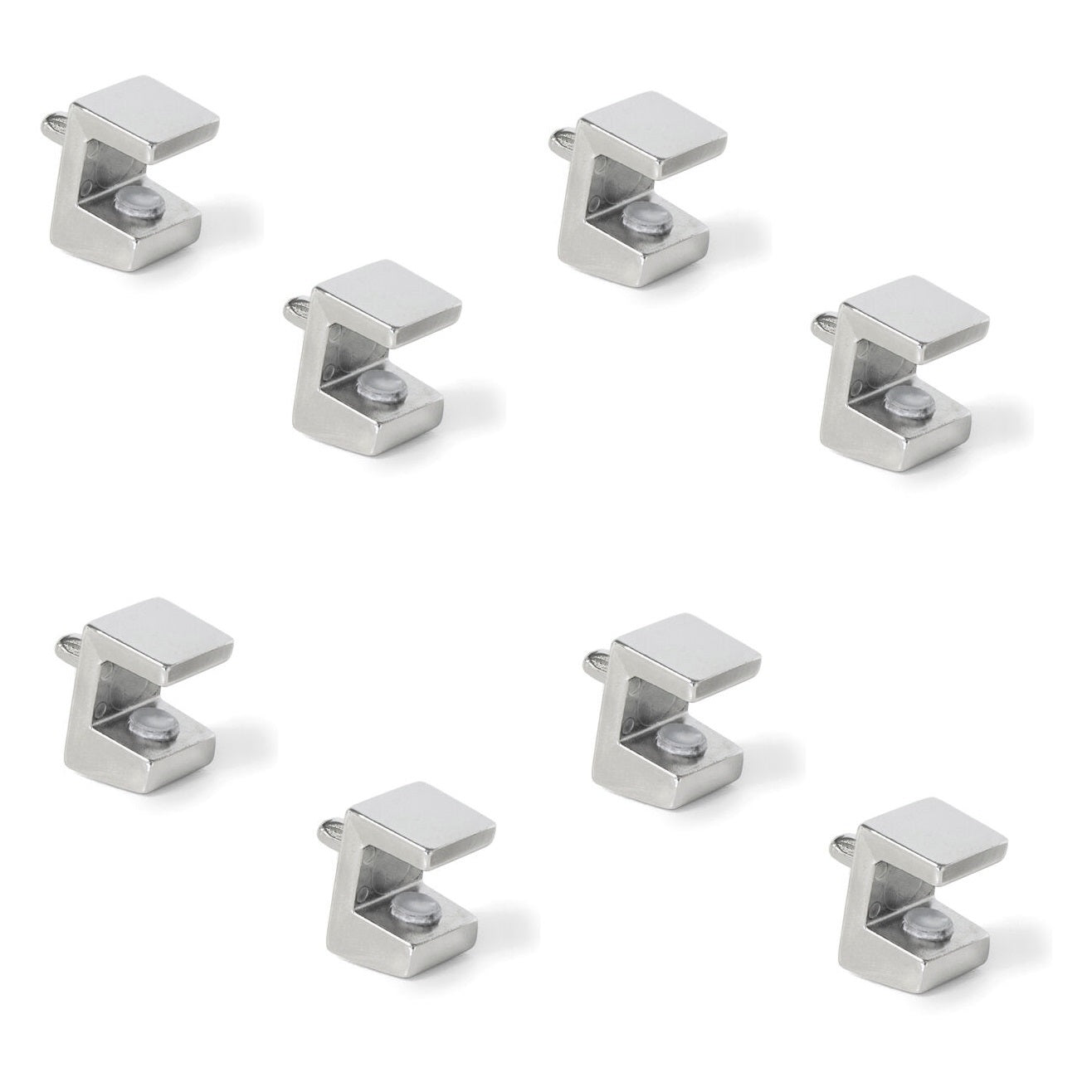 8 pieces of high-quality glass shelf supports, surface: nickel-plated, 3 mm (1/8″), 4010007 for glass shelves, glass cabinet shelves, bathroom cabinets
