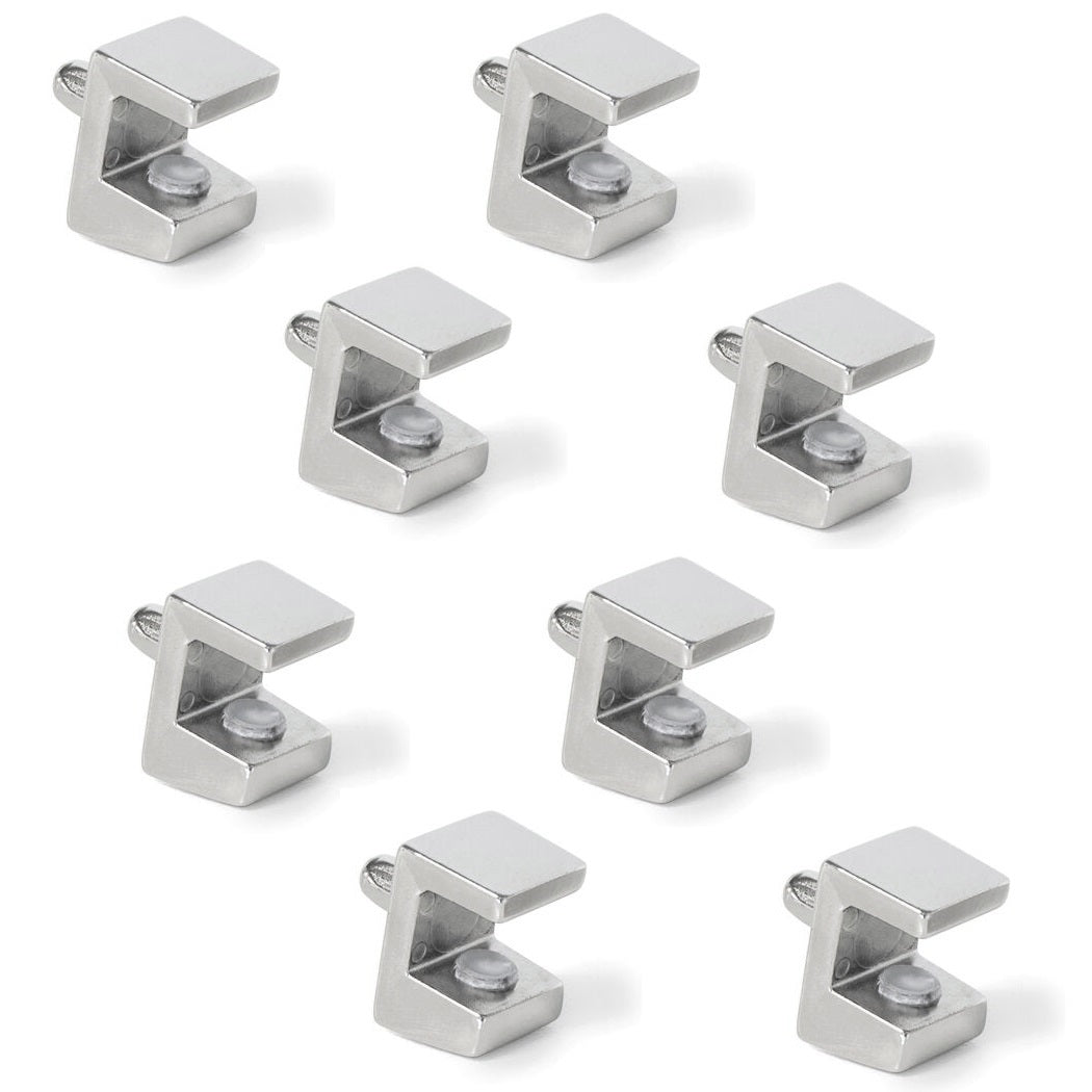 8 Stück hochwertiger Glasbodenträger, Oberfläche: vernickelt, 5 mm (13/64″), 4007907 für Glasregalböden, Glasschrankböden, Badezimmerschränke