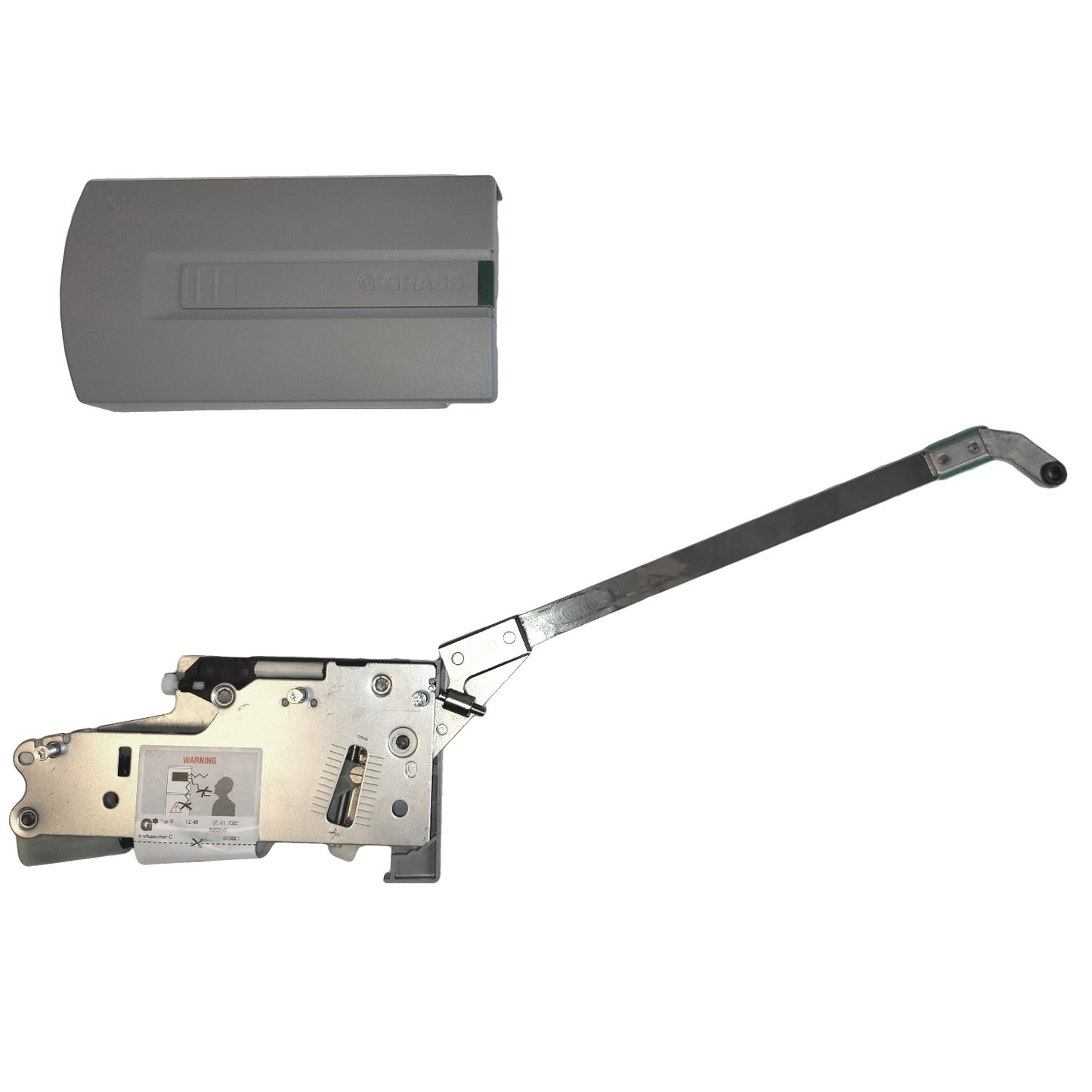 GRASS Hetal Kinvaro F-20 Type 6C folding flap fitting (right side ONLY) with opening assistance and closing damper. Flap fitting, including cover cap.