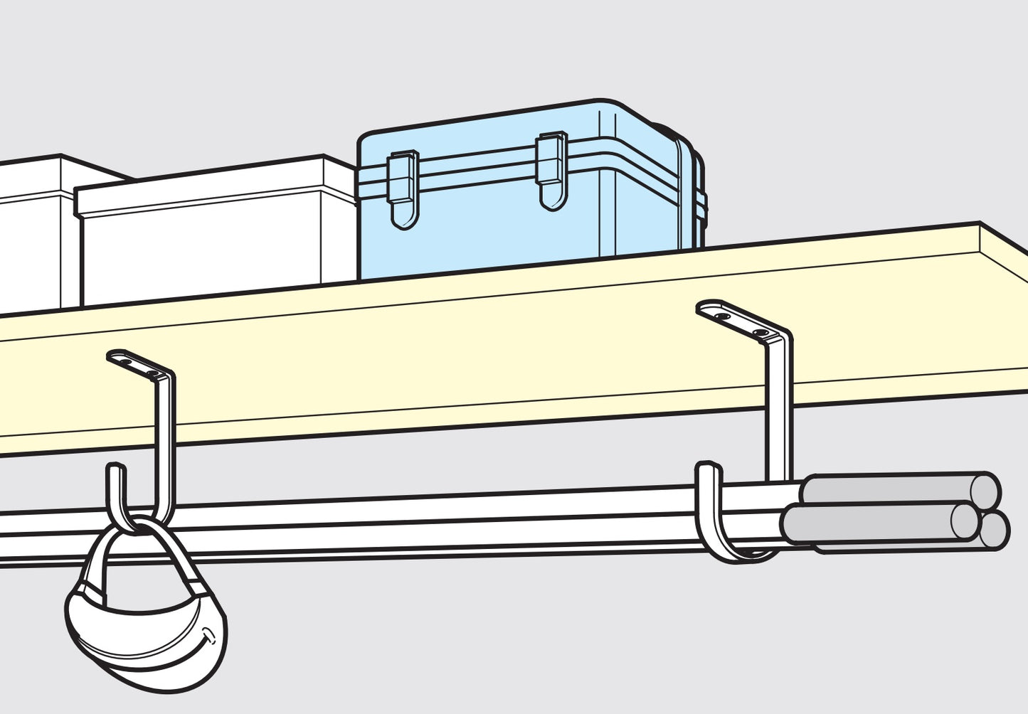 High-quality, large universal hook for ceiling or under-shelf mounting, made of stainless steel, 260 mm (10.3"), JFT260M. Heavy-duty hook made of V2A for humid environments, outdoor use, shipbuilding, and much more, from Sugatsune / LAMP® (Japan)