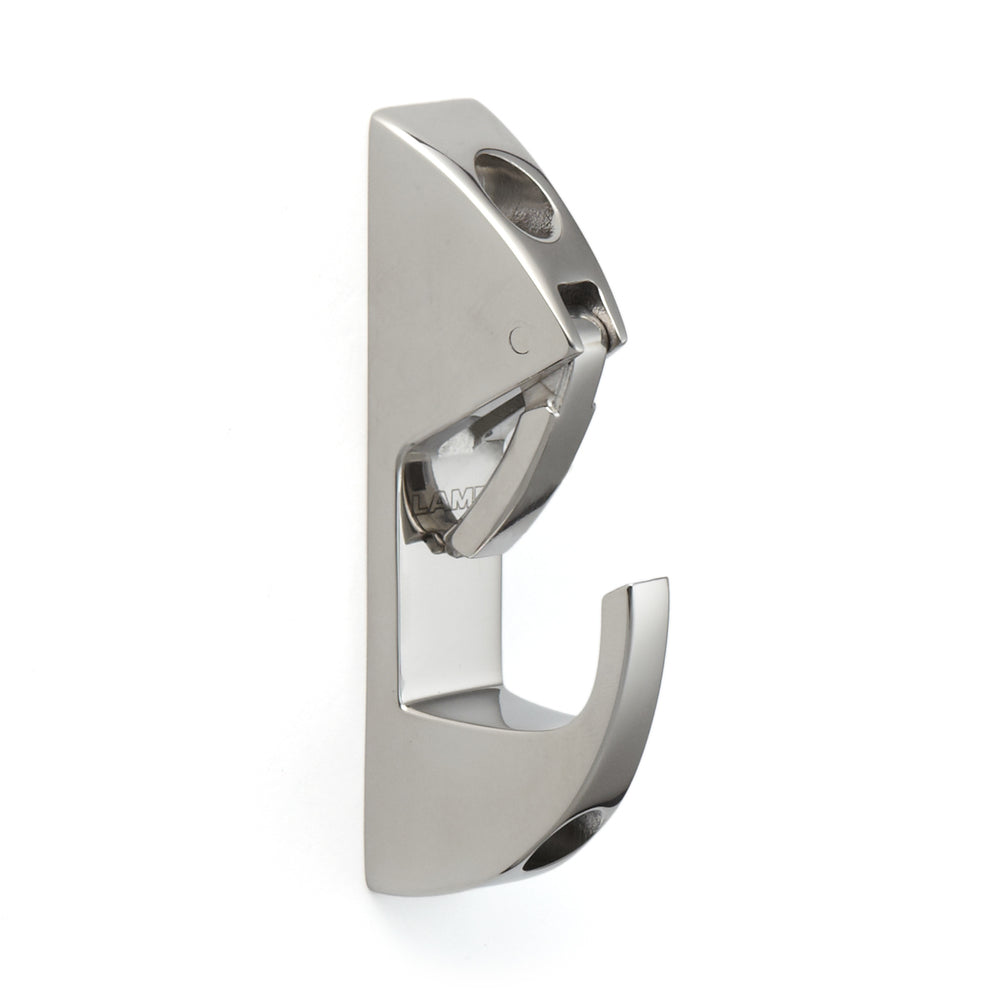 High-quality hook with safety catch made of SUS316 stainless steel, EN-R80. Rope hook with safety catch made of V4A for shipbuilding, outdoor use, humid environments, harsh environments, and much more, from Sugatsune / LAMP® (Japan)
