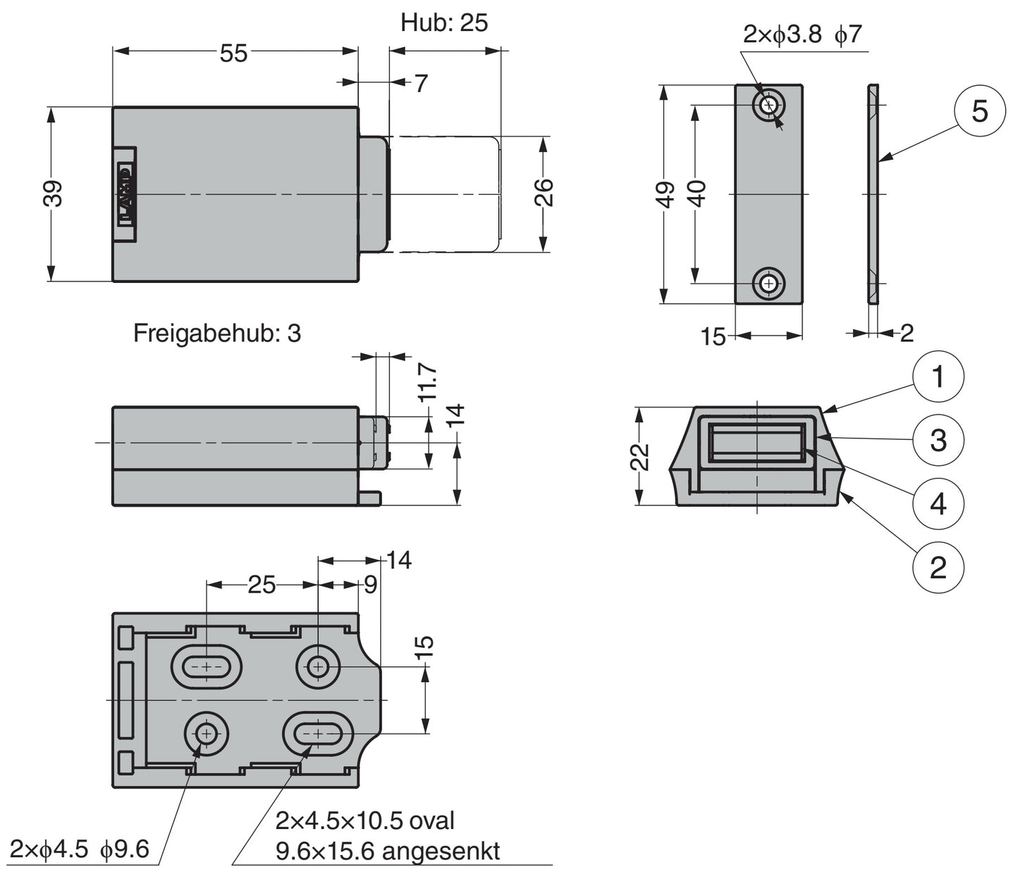Schwerlast-Druckschnäpper magnetisch, Push-to-Open für extra schwere grifflose Türen Touch-Latch ML-ZN80 von SUGATSUNE / Lamp (Japan)