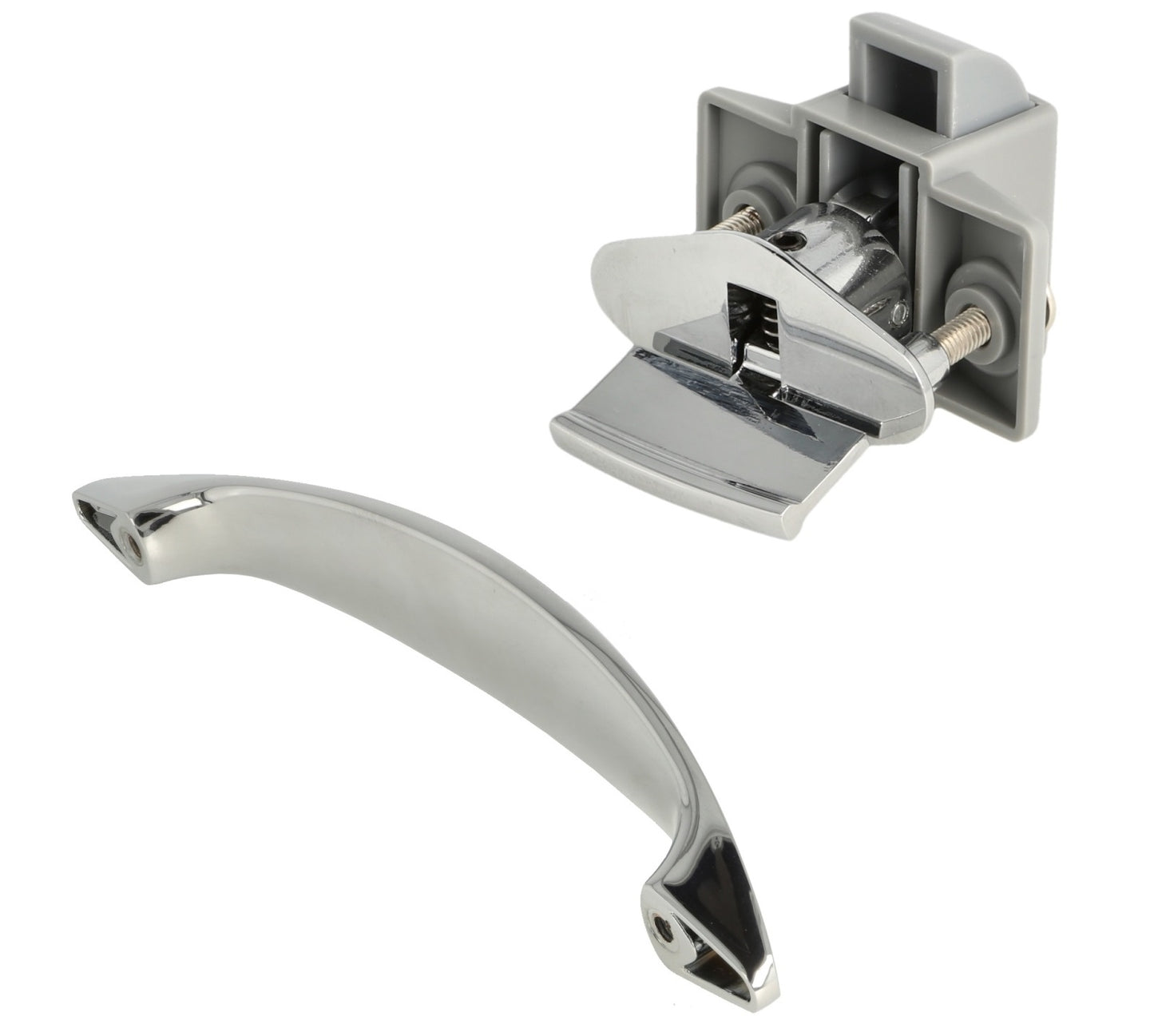 High-quality lever handle lock, made of Zamak, surface: chrome-plated, 14.03.080-0+14.03.080-5 for yachts, caravans, private jets, and caravans