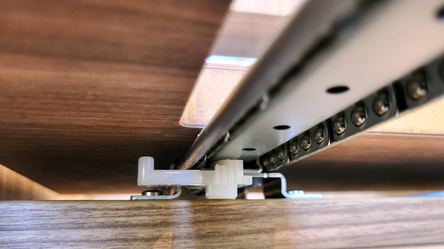 A pair of invisible under-cabinet slides, pull-out rails for the display case. Concealed drawer slides for high-end shopfitting (left and right) C203V from Sugatsune / LAMP® (Japan)