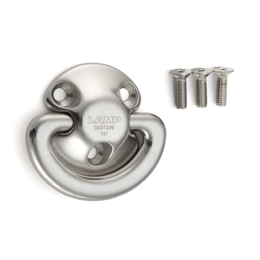 High-quality, noiseless folding padeye made of SUS316 stainless steel, 56.5 mm (2.3"), EY-R50. V4A folding padeye for shipbuilding, yachts, loop stops, outdoor use, humid environments, harsh environments, and much more, from Sugatsune / LAMP® (Japan)