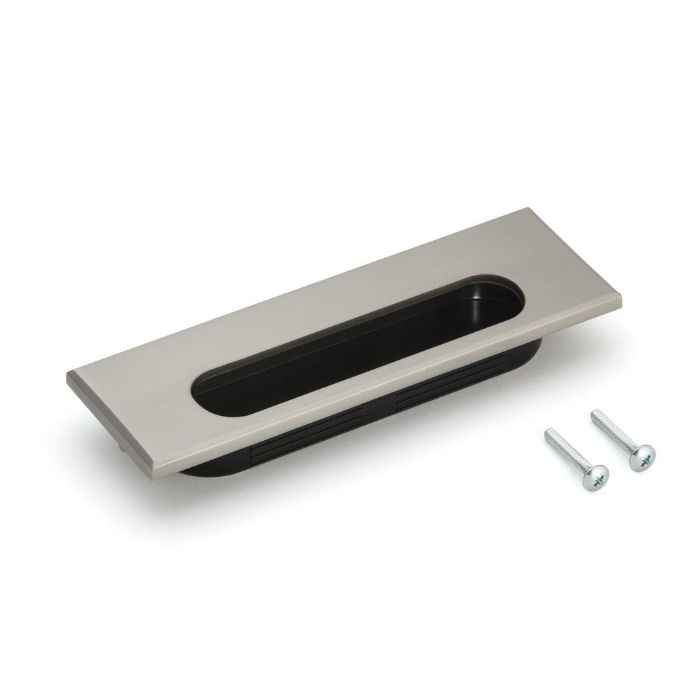 High-quality rectangular recessed pull made of solid zinc alloy, finish: white bronze, 164 mm (6.5") SD-160WB. Furniture handle SD-160WB for drawers, cabinets, office furniture, bedroom furniture, and kitchen furniture, by Sugatsune / LAMP® (Japan)