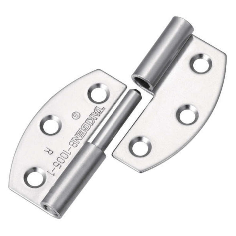 2 high-quality lift-off hinges made of SUS304 stainless steel, surface: glossy polished, 40 mm (1.6"), right-hand version, B-1005-1-R. High-quality V2A lift-off hinges for humid environments, ships, outdoor kitchens, and much more, from TAKIGEN (Japan).