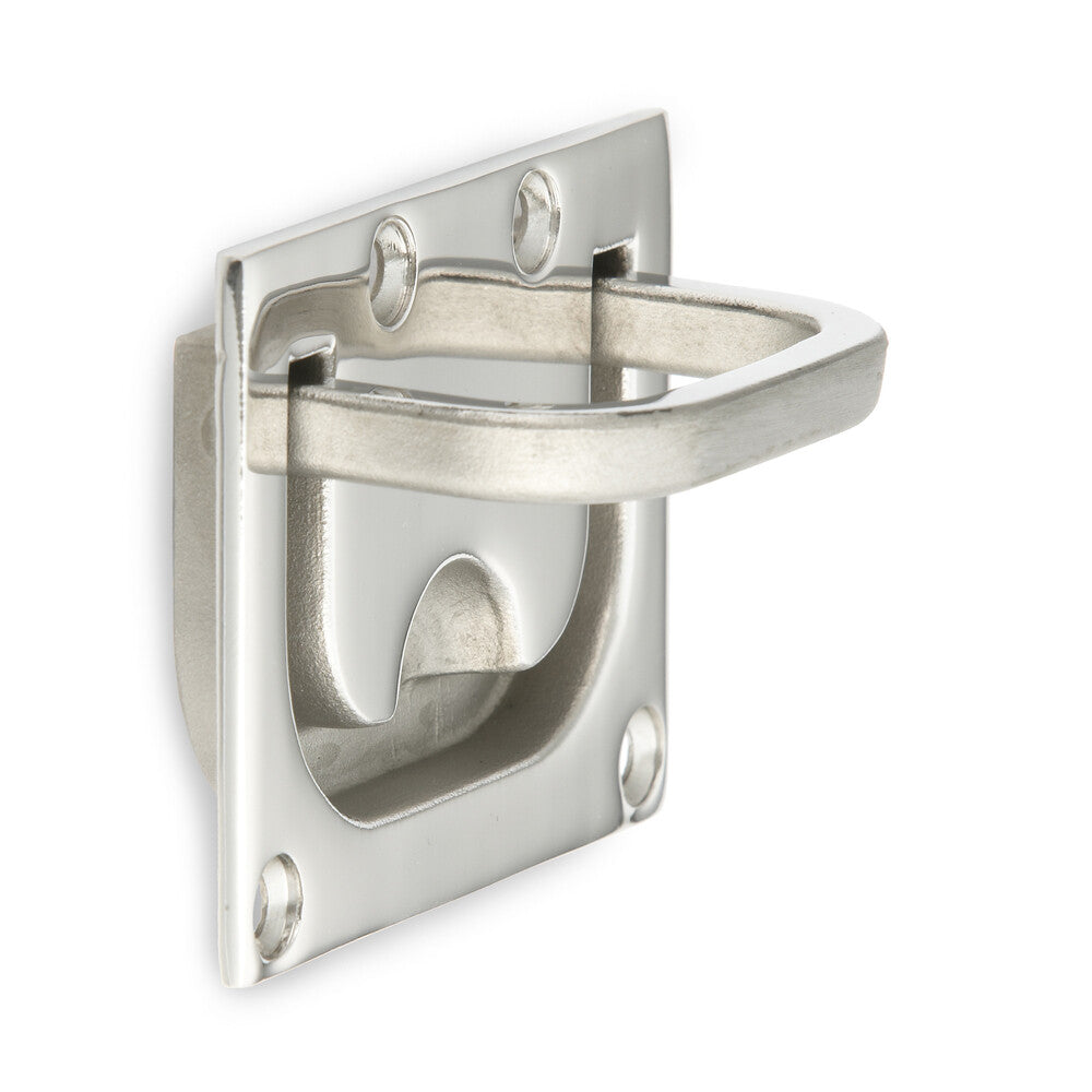 Folding ring-shaped stainless steel handle V4A, 76 mm (3") 26700. Folding handle with a round shape made of the finest corrosion-free stainless steel V4A (SUS316), suitable for humid, harsh, and highly corrosive environments from Sugatsune / LAMP® (Japan)