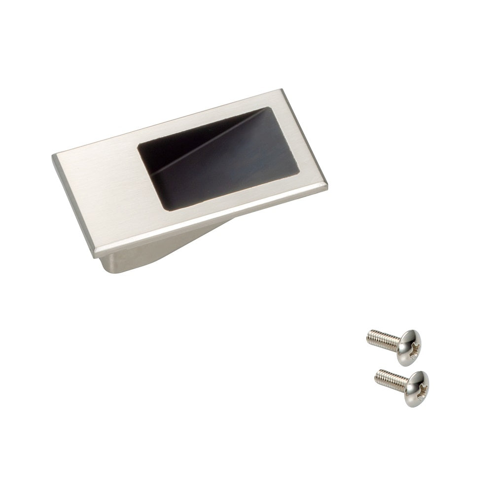 Small, high-quality finger pull, made of solid zinc alloy, white bronze finish, 55 mm (2.2") HH-DN-29WB. HH-DN-29WB recessed pull for sheet metal fronts, wooden fronts, drawers, cabinets, and office furniture, from Sugatsune / LAMP® (Japan)