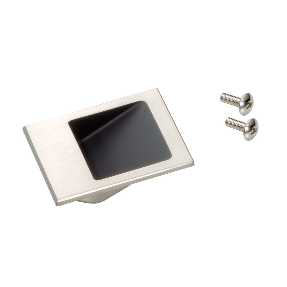 Small, high-quality recessed finger pull, made of solid zinc alloy, white bronze finish, 55 mm (2.2") HH-DN-40WB. Recessed pull HH-DN-40WB for sheet metal fronts, wooden fronts, drawers, cabinets, and office furniture, from Sugatsune / LAMP® (Japan)