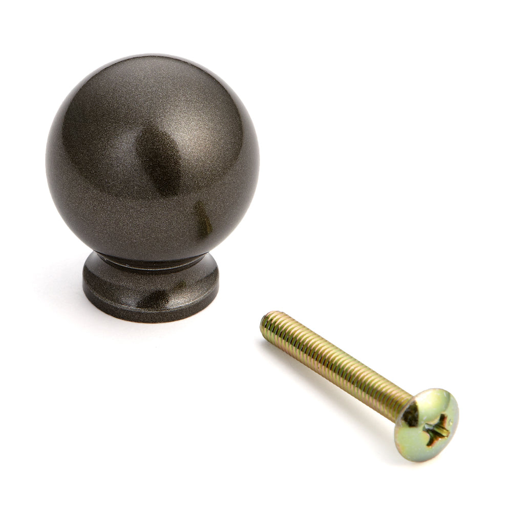 Poignée de meuble en forme de boule en alliage d'aluminium robuste, surface : marron, 25 mm (1″) KK-B25SBR. Poignée bouton KK-B25SBR pour tiroirs, portes de meubles, armoires de cuisine, armoires de bureau et bien plus encore, de Sugatsune / LAMP® (Japon)