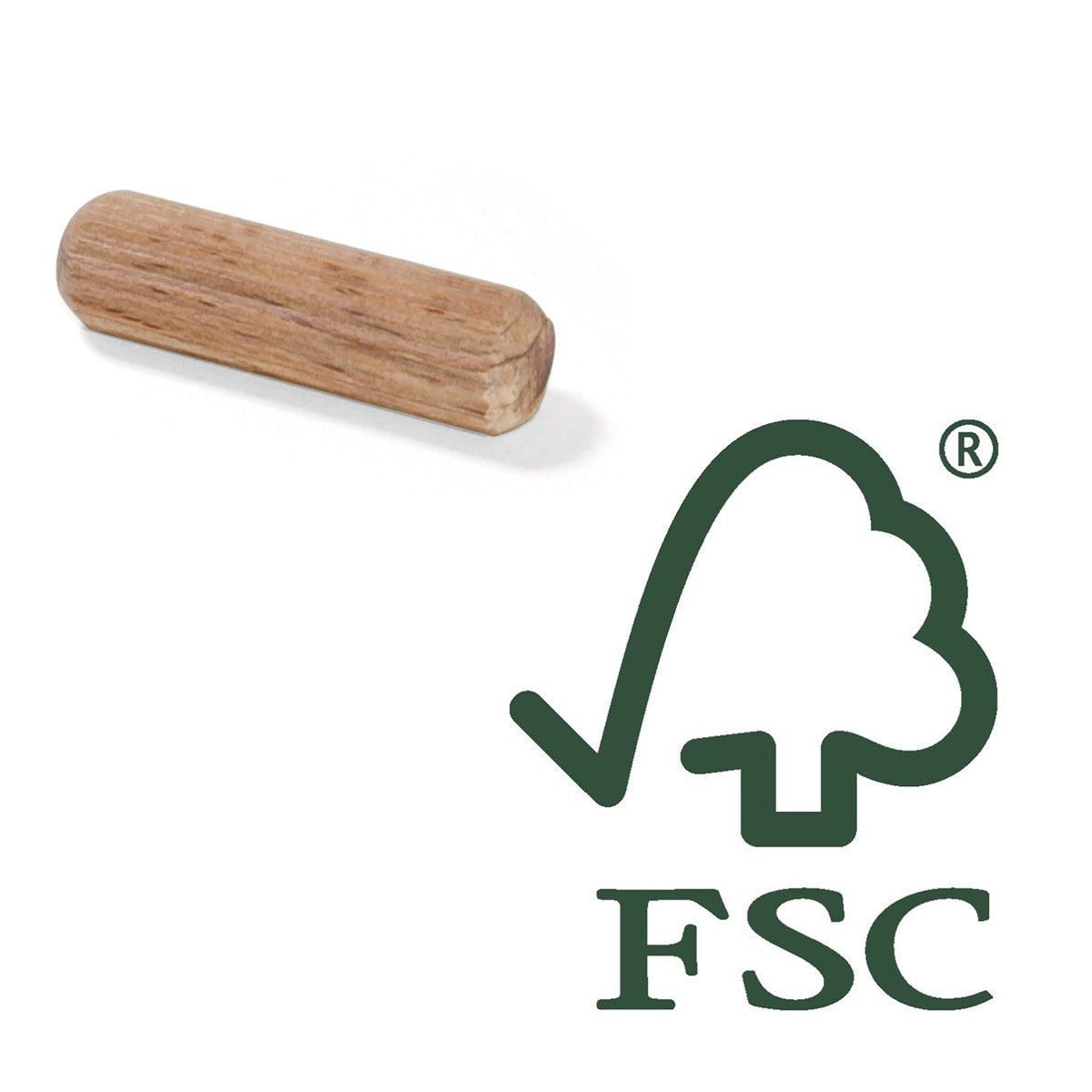 10 long wooden dowels made of beechwood, surface: grooved, 30 mm (1.2") 9091978. Wooden dowel 9091978 for wood panels, wood connections, furniture construction, shelving construction, by EMUCA