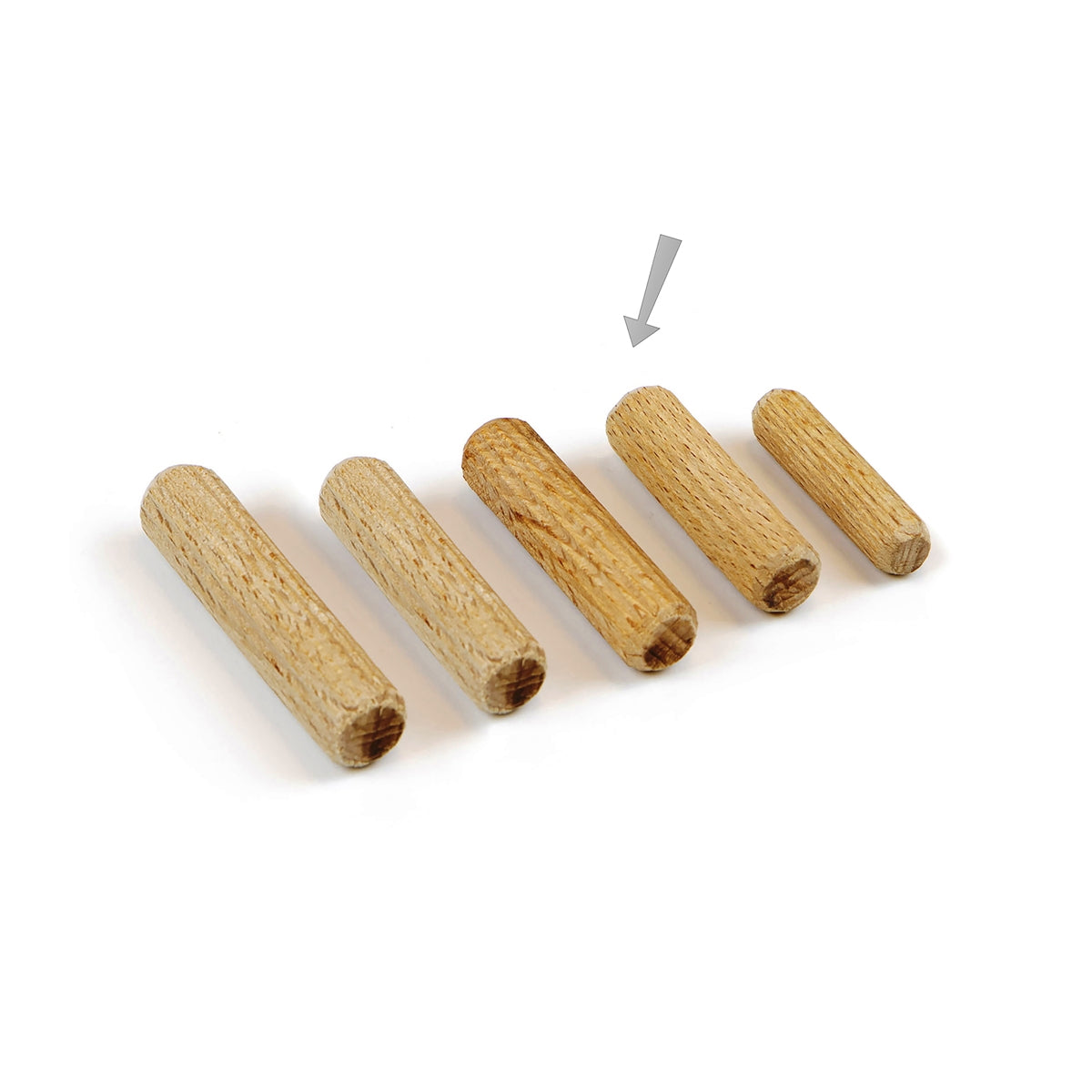10 long wooden dowels made of beechwood, surface: grooved, 30 mm (1.2") 9091978. Wooden dowel 9091978 for wood panels, wood connections, furniture construction, shelving construction, by EMUCA