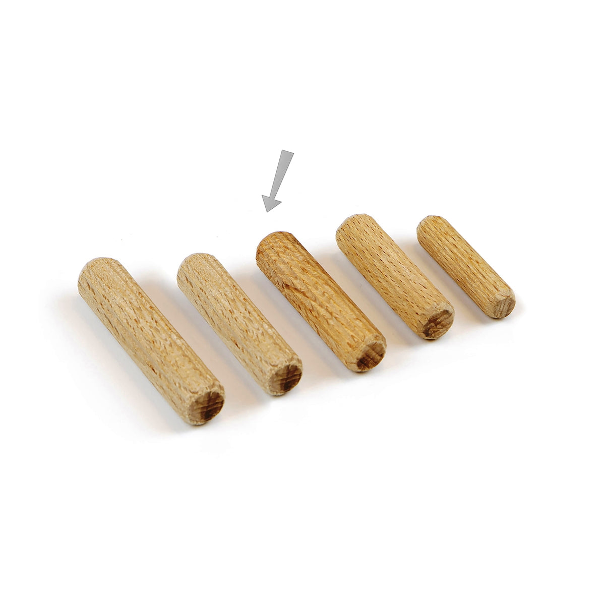 Lot de 10 chevilles longues en bois de hêtre, surface rainurée, 35 mm (1,4") 9031878. Cheville en bois 9031878 pour panneaux bois, assemblages bois, construction de meubles, construction d'étagères, par EMUCA.