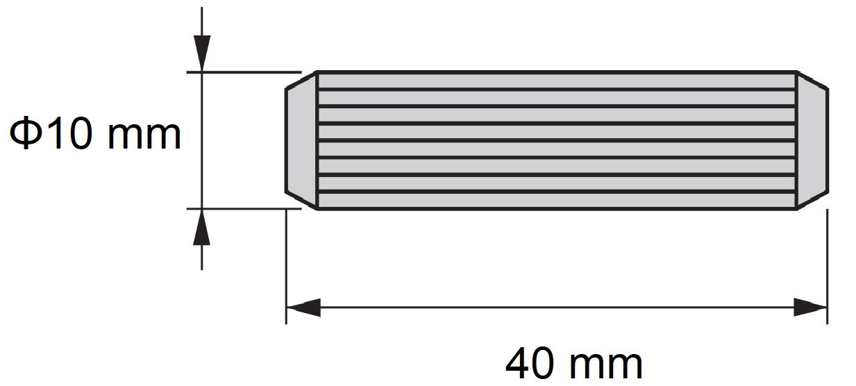 10 long wooden dowels made of beechwood, surface: grooved, 40 mm (1.6") 9094878. Wooden dowel 9094878 for wood panels, wood connections, furniture construction, shelving construction, by EMUCA