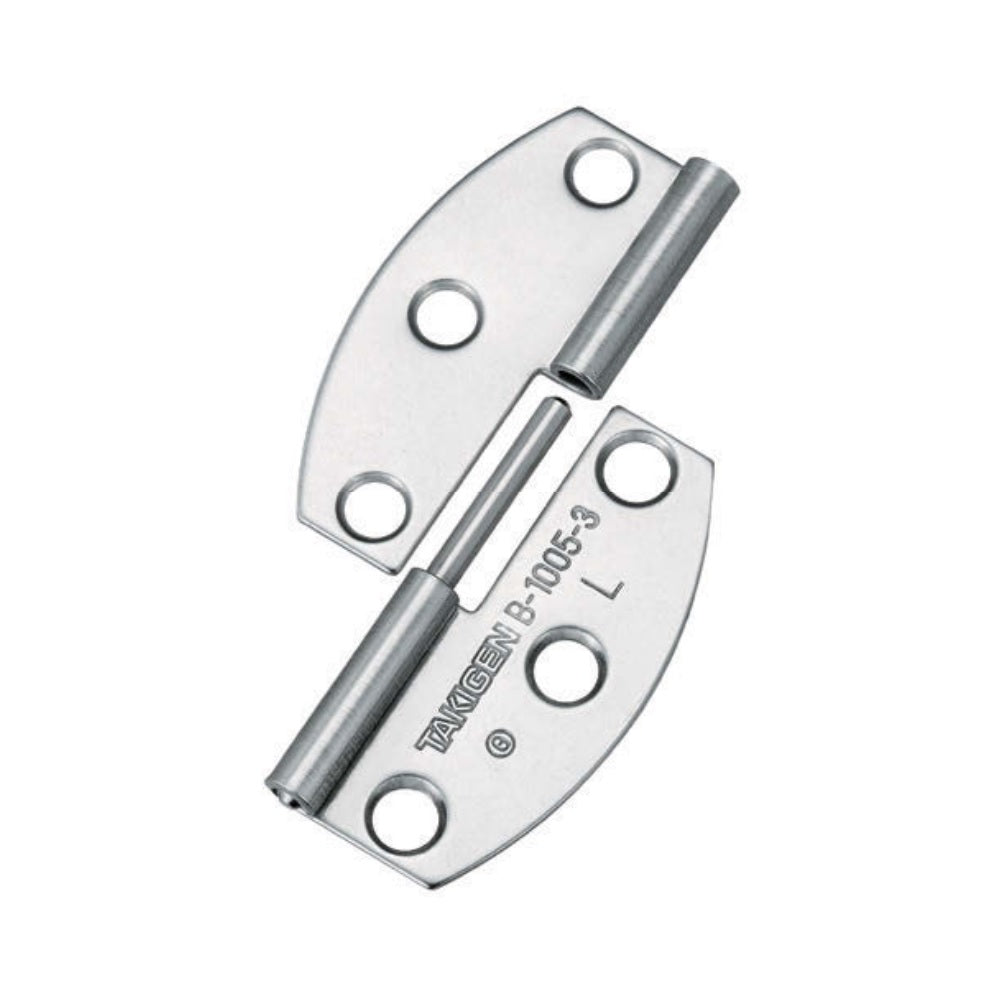2 high-quality lift-off hinges made of SUS304 stainless steel, surface: glossy polished, 31 mm (1.3"), left-hand version, B-1005-3-L. High-quality V2A lift-off hinges for humid environments, ships, outdoor kitchens, and much more, from TAKIGEN (Japan).