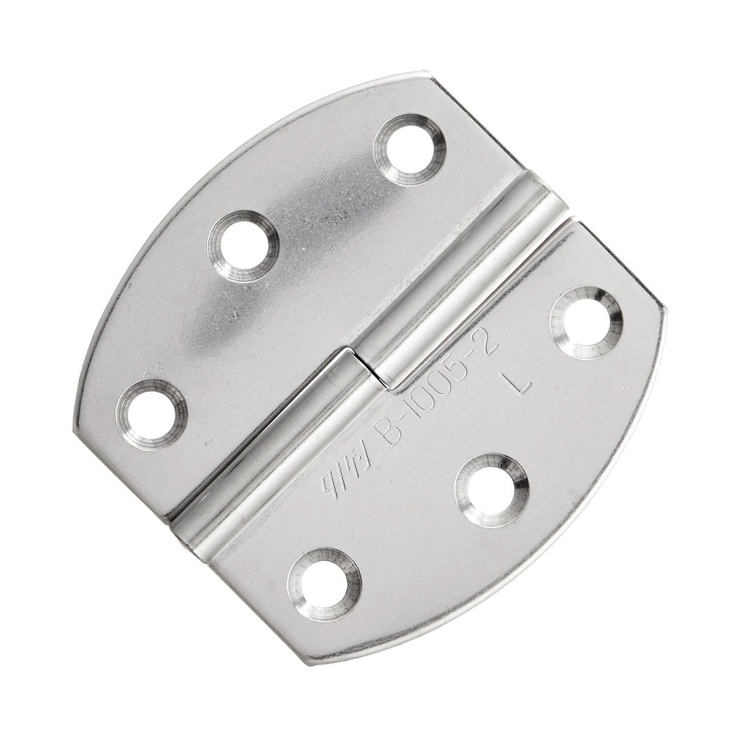 2 high-quality lift-off hinges made of SUS304 stainless steel, surface: glossy polished, 38 mm (1.5"), left-hand version, B-1005-2-L. High-quality V2A lift-off hinges for humid environments, ships, outdoor kitchens, and much more, from TAKIGEN (Japan).