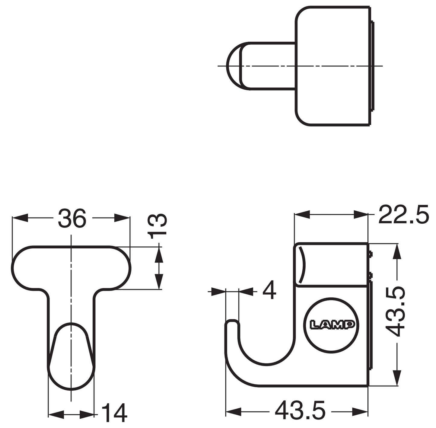 Extra-strong magnetic hook, load capacity: 2 kg, surface: brown, 43.5 mm (1.8"), MJ-45BR. Key hook for refrigerators, magnetic boards, key walls, lockers, metal cabinets, metal walls, and much more, from Sugatsune / LAMP® (Japan)