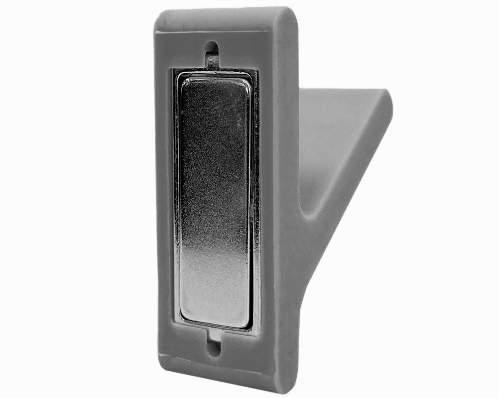 Strong magnetic hook, silicone-coated, gray finish, 46 mm (1.9"), PXB-GN05M-101-GR. Silicone hook for refrigerators, magnetic boards, key boards, lockers, metal cabinets, metal walls, and much more, from Sugatsune / LAMP® (Japan)