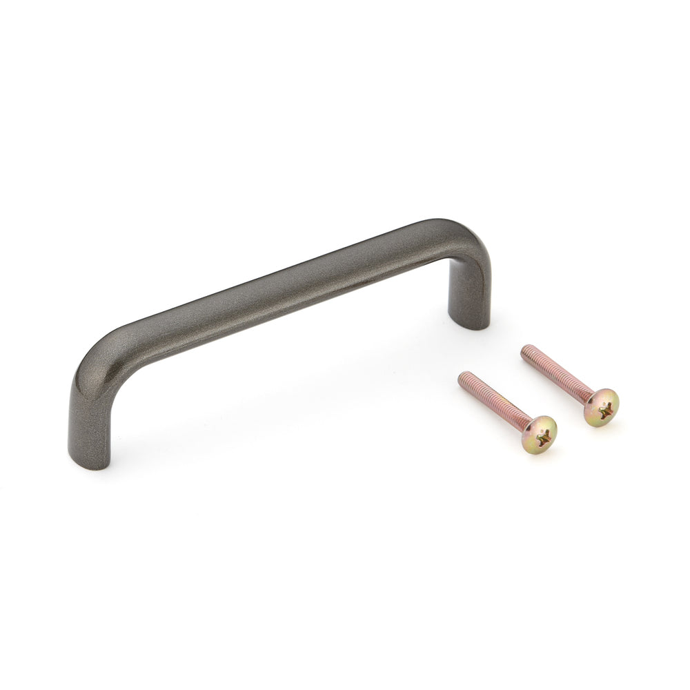 High-quality solid furniture handle made of robust aluminum alloy, brown, satin finish, 108 mm (4.3") KK-H110SBR. Handle KK-H110SBR for kitchen cabinets, living room cabinets, office furniture, and bedroom furniture, by Sugatsune / LAMP® (Japan)