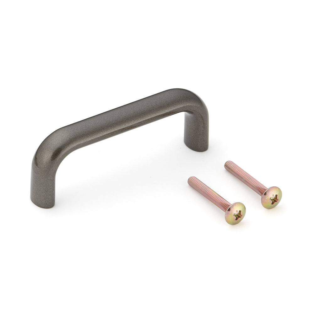High-quality solid furniture handle made of robust aluminum alloy, brown, satin finish, 78 mm (3.1") KK-H80SSG. Handle KK-H80SSG for kitchen cabinets, living room cabinets, office furniture, and bedroom furniture, by Sugatsune / LAMP® (Japan)