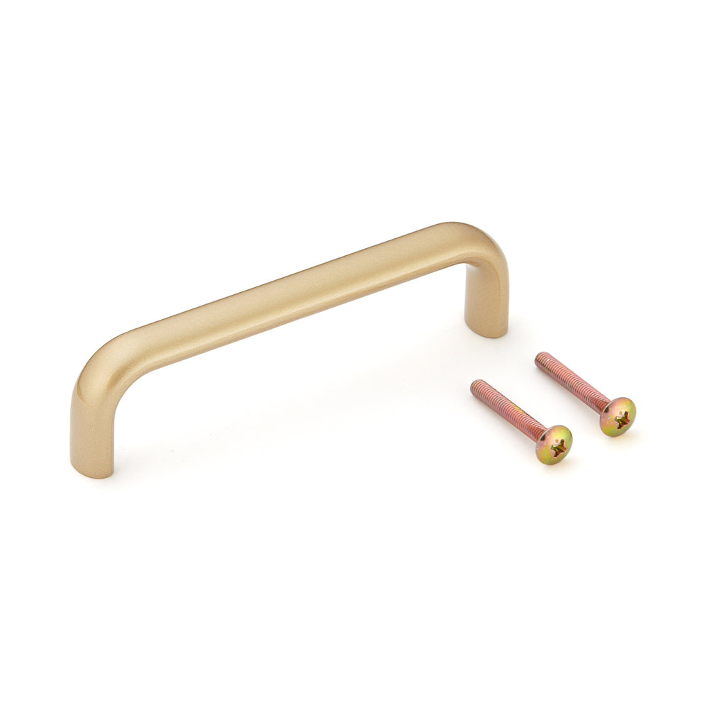 Poignée de meuble solide de haute qualité en alliage d'aluminium robuste, couleur or, satiné mat, 108 mm (4,3″) KK-H110SSG. Poignée KK-H110SSG pour meuble de cuisine, de salon, de bureau et de chambre, par Sugatsune / LAMP® (Japon)