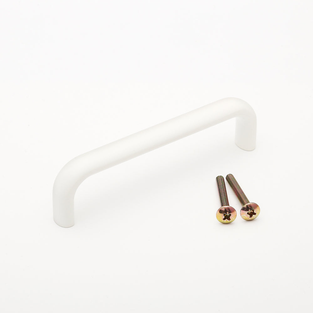 High-quality solid furniture handle made of robust aluminum alloy, white, 108 mm (4.3") KK-H110WT. Handle KK-H110WT for kitchen cabinets, living room cabinets, office furniture, and bedroom furniture, by Sugatsune / LAMP® (Japan)