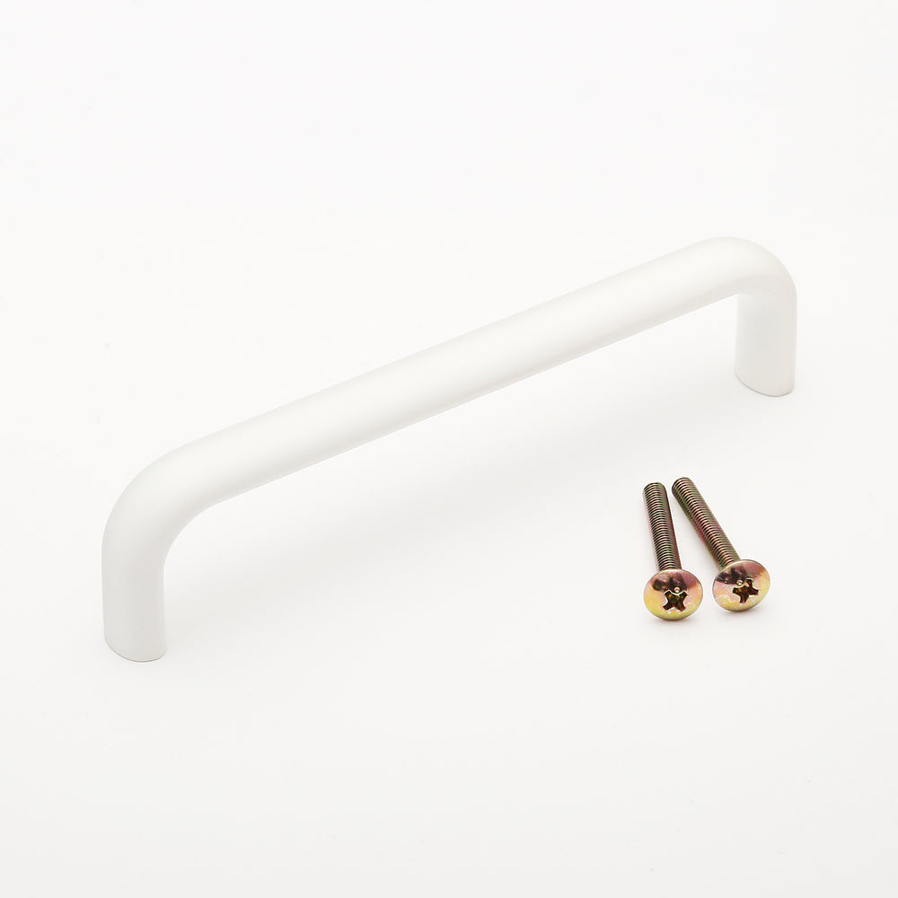 High-quality solid furniture handle made of robust aluminum alloy, white, 128 mm (5.1") KK-H130WT. Handle KK-H130WT for kitchen cabinets, living room cabinets, office furniture, and bedroom furniture, by Sugatsune / LAMP® (Japan)