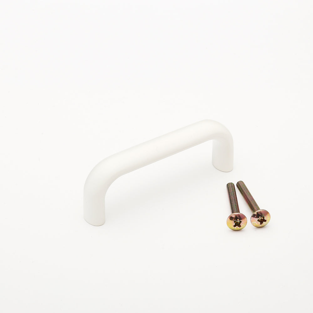 High-quality solid furniture handle made of robust aluminum alloy, white, 78 mm (3.1") KK-H80WT. Handle KK-H80WT for kitchen cabinets, living room cabinets, office furniture, and bedroom furniture, by Sugatsune / LAMP® (Japan)