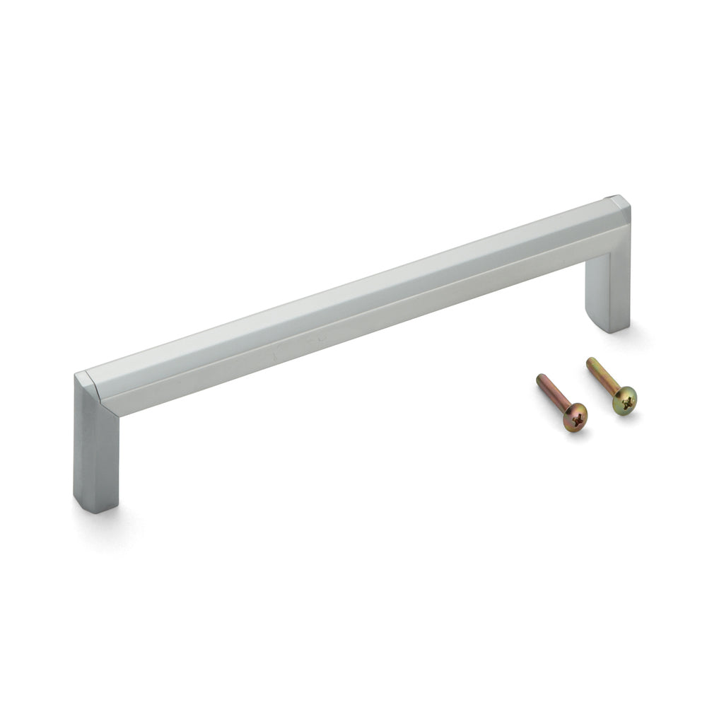High-quality solid zinc alloy (ZDC) and aluminum alloy furniture handle, chrome-plated, satin matte, 205 mm (8.1") XLA-HA192. The XLA-HA192 cabinet handle made of zinc alloy (ZDC) and aluminum alloy for furniture, by Sugatsune / LAMP® (Japan)