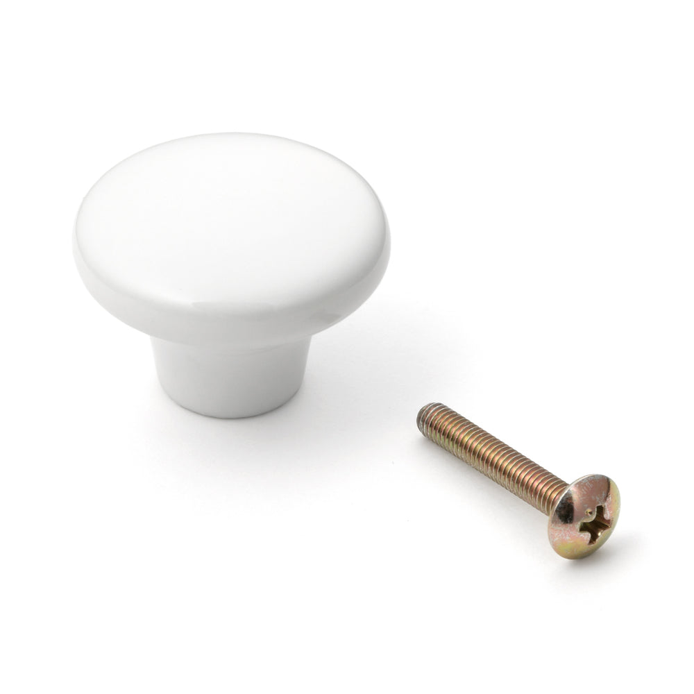 Poignée de meuble de haute qualité en céramique, surface : blanche, 32 mm (1,3″) 232F. Bouton en céramique pour tiroirs, portes de meubles, armoires de cuisine et bien plus encore, de Sugatsune / LAMP® (Japon)