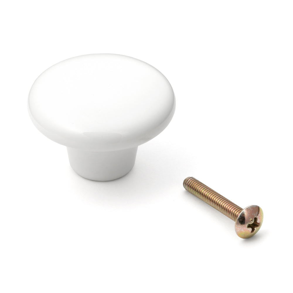 Poignée de meuble de haute qualité en céramique, surface : blanche, 39 mm (1,6″) 217F. Bouton en céramique pour tiroirs, portes de meubles, armoires de cuisine et bien plus encore, de Sugatsune / LAMP® (Japon)