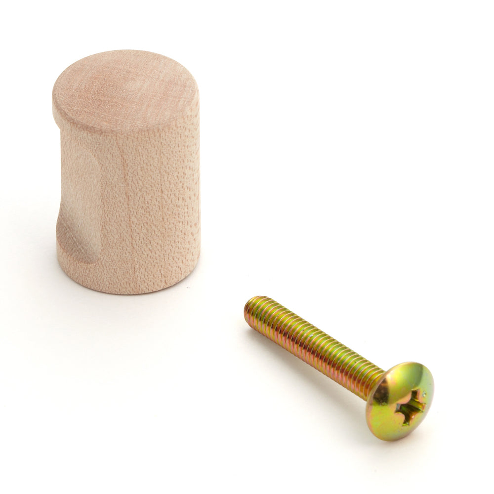 High-quality solid wood furniture knob, natural finish, 16 mm (0.7") SMRB16. Natural wood knob for drawers, furniture doors, kitchen cabinets, and much more, from Sugatsune / LAMP® (Japan)