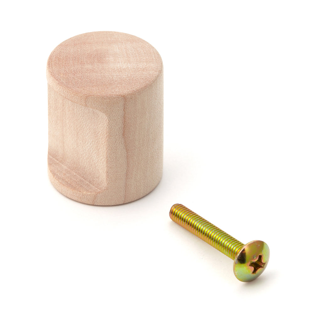 High-quality solid wood furniture knob, natural finish, 24 mm (1") SMRB24. Natural wood knob for drawers, furniture doors, kitchen cabinets, and much more, by Sugatsune / LAMP® (Japan)