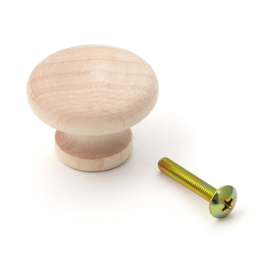 High-quality solid wood furniture knob, natural finish, 34 mm (1.4") SMT34. Natural wood knob for drawers, furniture doors, kitchen cabinets, and much more, from Sugatsune / LAMP® (Japan)
