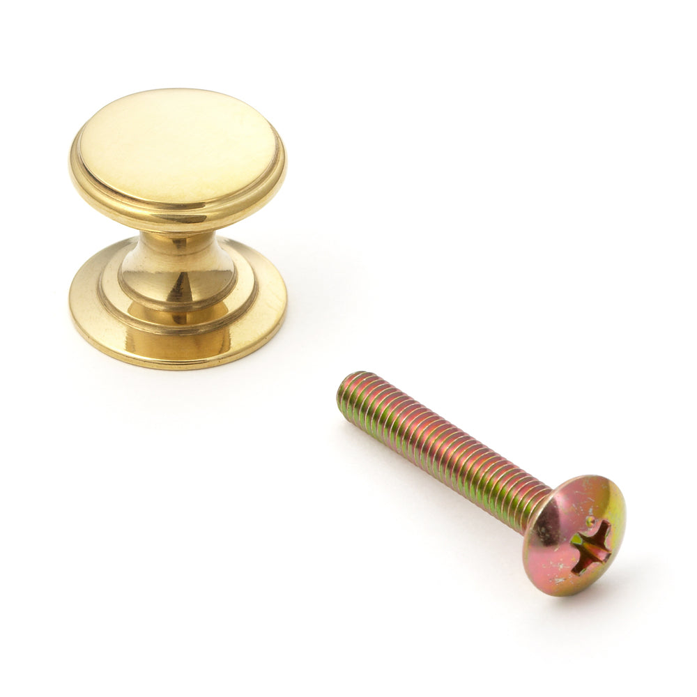 Poignée de meuble de haute qualité en laiton, surface : polie brillante, 16 mm (0,7″) SY-16M. Bouton de poignée en laiton pour tiroirs, portes de meubles, armoires de cuisine, armoires de bureau et bien plus encore, de Sugatsune / LAMP® (Japon)