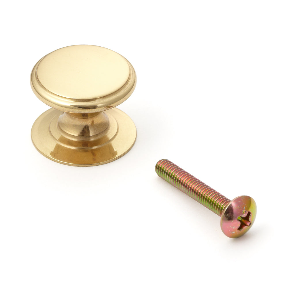 Poignée de meuble de haute qualité en laiton, surface : polie brillante, 22 mm (0,9″) SY-22M. Bouton de poignée en laiton pour tiroirs, portes de meubles, armoires de cuisine, armoires de bureau et bien plus encore, de Sugatsune / LAMP® (Japon)