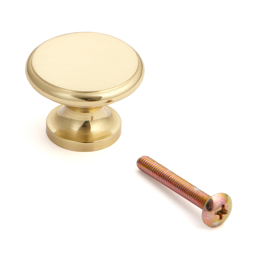 Poignée de meuble de haute qualité en laiton, surface : polie brillante, 30 mm (1,2″) KHE101-30PB. Bouton de poignée en laiton pour tiroirs, portes de meubles, armoires de cuisine, armoires de bureau et bien plus encore, de Sugatsune / LAMP® (Japon)