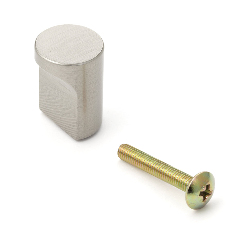Poignée de meuble de haute qualité en laiton, surface : nickelée, satinée mate, 16 mm (0,7″) GLA-16. Bouton de poignée en laiton pour tiroirs, portes de meubles, armoires de cuisine, armoires de bureau et bien plus encore, de Sugatsune / LAMP® (Japon)