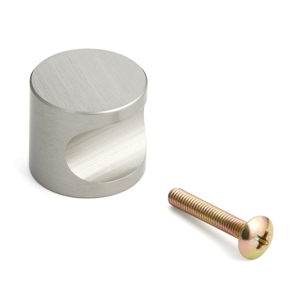 Poignée de meuble de haute qualité en laiton, surface : nickelée, satinée mate, 24 mm (1″) MRB-24. Bouton de poignée en laiton pour tiroirs, portes de meubles, armoires de cuisine, armoires de bureau et bien plus encore, de Sugatsune / LAMP® (Japon)