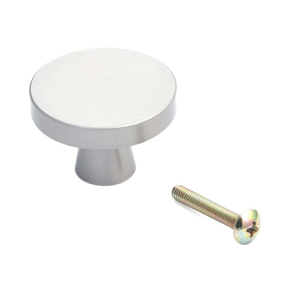 Poignée de meuble de haute qualité en laiton, surface : nickelée, satinée mate, 36 mm (1,5″) TS-36. Bouton de poignée en laiton pour tiroirs, portes de meubles, armoires de cuisine, armoires de bureau et bien plus encore, de Sugatsune / LAMP® (Japon)