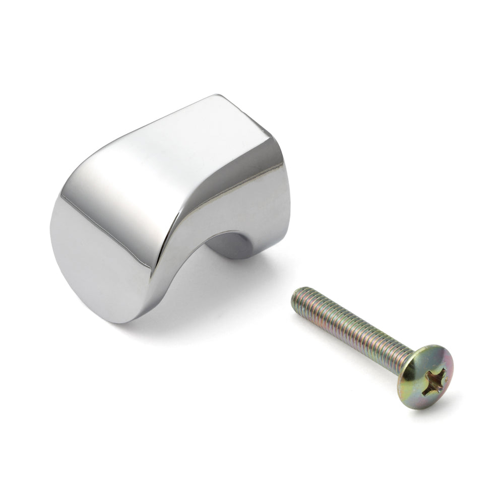 Poignée de meuble de haute qualité en alliage de zinc, surface : chromée, 21 mm (0,9″) MKZ-21CR. Poignée en alliage de zinc pour tiroirs, portes de meubles, armoires de cuisine, armoires de bureau et bien plus encore, de Sugatsune / LAMP® (Japon)