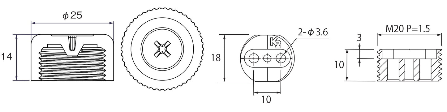 4 Stück robuster Möbelversteller, Tragkraft: 600 kg, schwarz, Durchmesser: ⌀25 mm, mit Kreuzschlitzaufnahme für Schraubendreher, B572-25-BK für Möbel