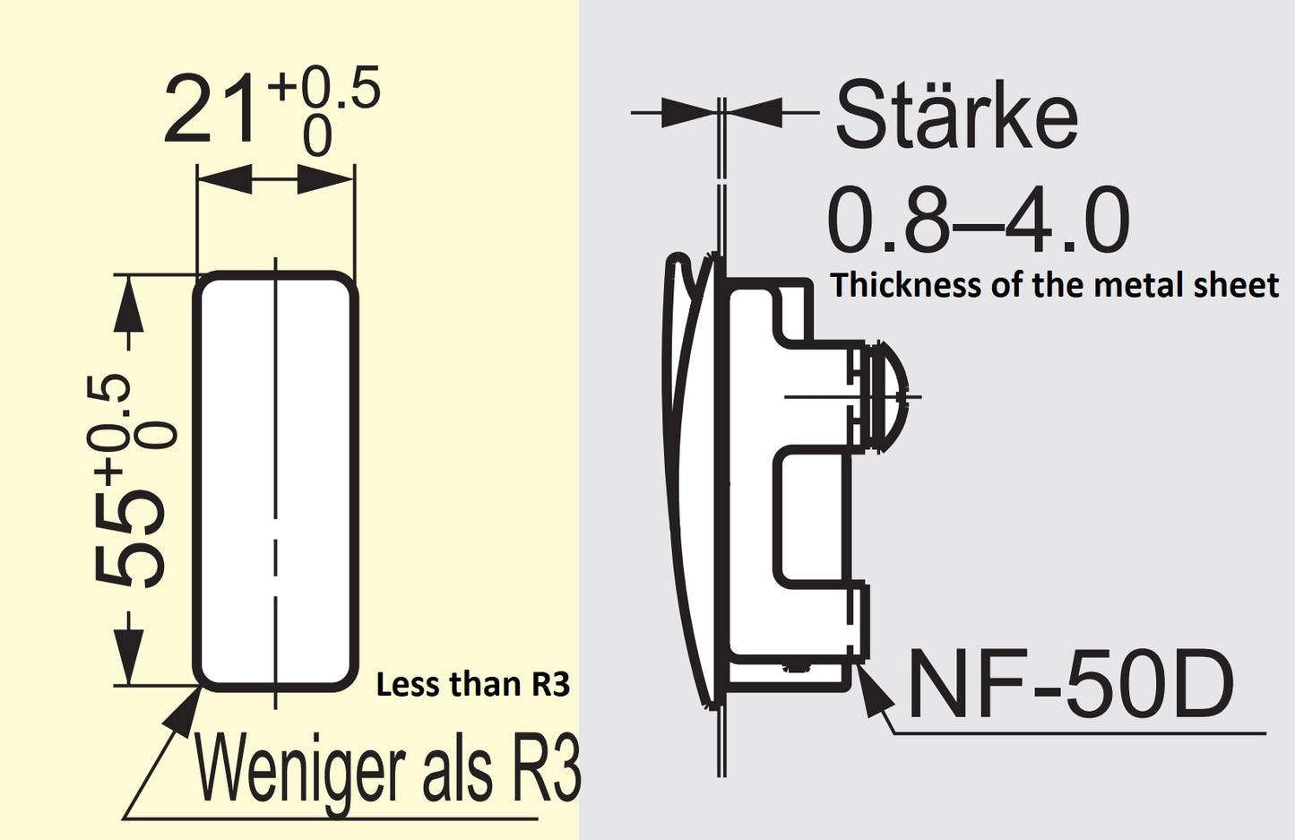 Mounting bracket, 50 mm (2"), NF-50D. Mounting clamp for sheet metal mounting, Sugatsune / LAMP. Folding hook, NF-60D, NF-R52, NF-R77, NF-K52, NF-K77, from Sugatsune / LAMP® (Japan).
